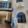 The United Nations flag is lowered at a UN building in Yemen.