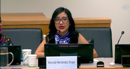 Marcela Hernández, Co-Founder of the Latinamerican network of Digital Defenders at UN HQ (March 2025)