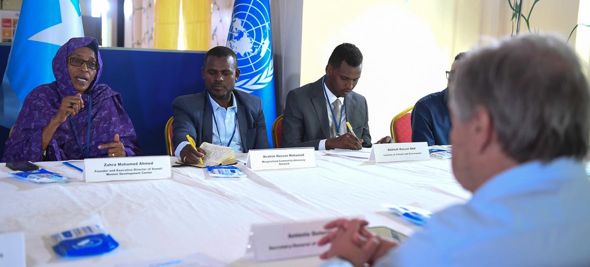 UN Secretary-General António Guterres meets with representatives of Somali civil society organisations in Mogadishu.