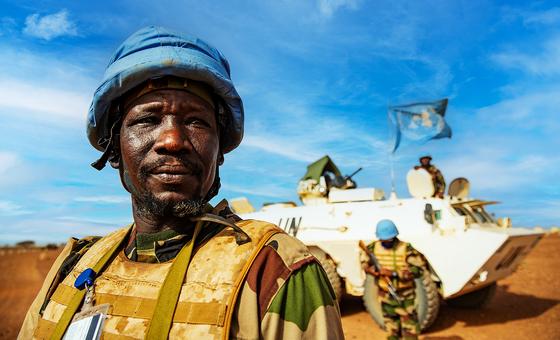 UN peacekeepers stand guard in  Ménaka in southeastern Mali.