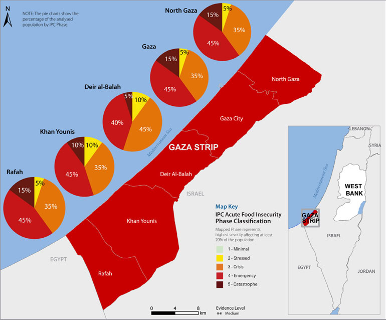 All 2.1 million people in Gaza are expected to suffer high levels of acute food insecurity between now and September.