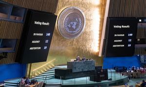 A view of the vote during the 60th plenary meeting of the General Assembly. The meeting discussed illegal Israeli actions in occupied East Jerusalem and the rest of the Occupied Palestinian Territory. 