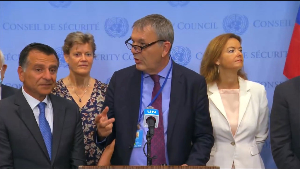 Kamishna Jenerali wa UNRWA Philippe Lazzarini akizungumza kwenye jukwaa wakati wa mkutano wa Baraza la Usalama UN .