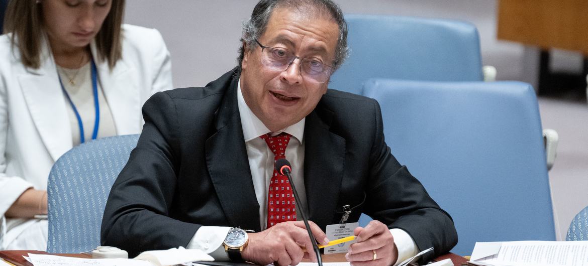 Gustavo Petro, presidente de Colombia, en el Consejo de Seguridad de la ONU.
