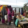 索马里库尔通瓦雷（ Kurtunwaarey）一个市场摊位上的妇女和儿童。