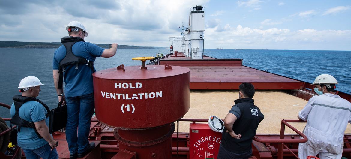 The first commercial vessel carrying grain under the Black Sea Grain Initiative.