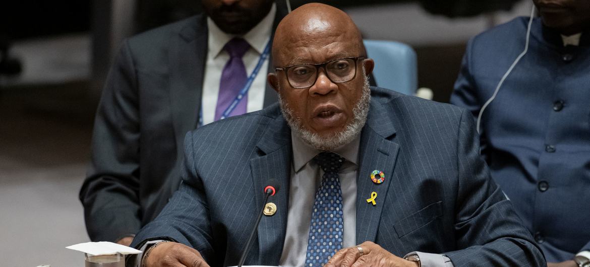 General Assembly President Dennis Francis addresses the UN Security Council. 