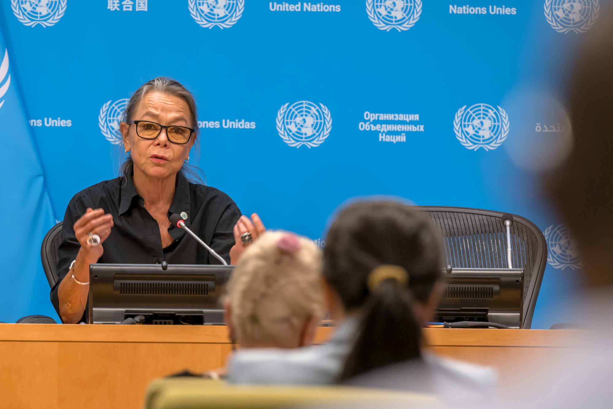 Ulrika Richardson, lors de sa dernière conférence de presse en tant que Représentante spéciale adjointe du Bureau intégré des Nations Unies en Haïti (BINUH), au siège de l'ONU, à New York.