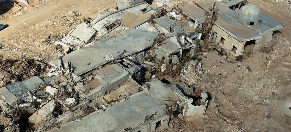صورة جوية للأضرار التي لحقت بمسجد عتيق.