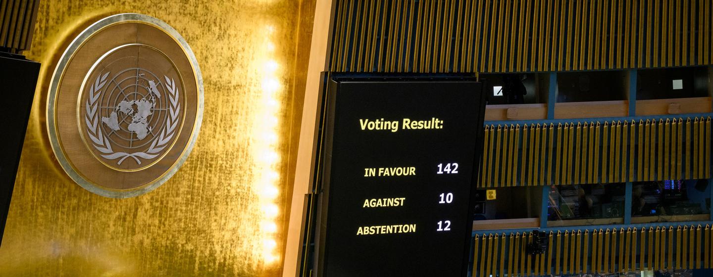  Nova resolução da Assembleia Geral da ONU passou com 142 votos a favor  