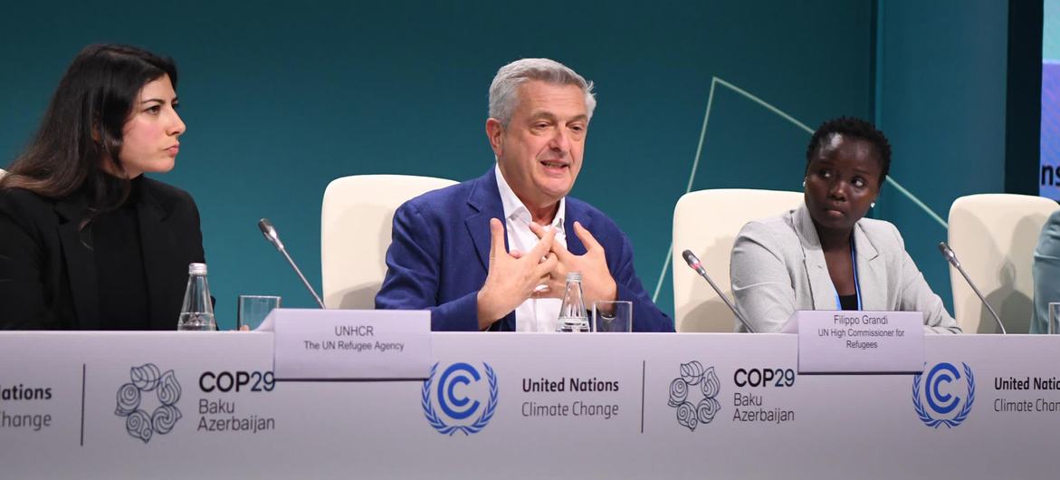 Filippo Grandi, United Nations High Commissioner for Refugees, at the UN climate conference (COP29) taking place in Baku, Azerbaijan.