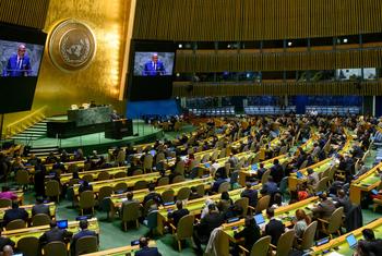 यूएन महासभा की 10वीं विशेष आपात बैठक का एक दृश्य. (दिसम्बर 2023).