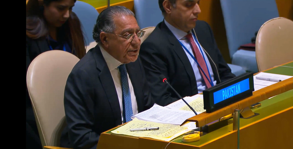 Ambassador Munir Akram of Pakistan speaks at the resumed 10th Emergency Special Session meeting on the situation in the Occupied Palestinian Territory.