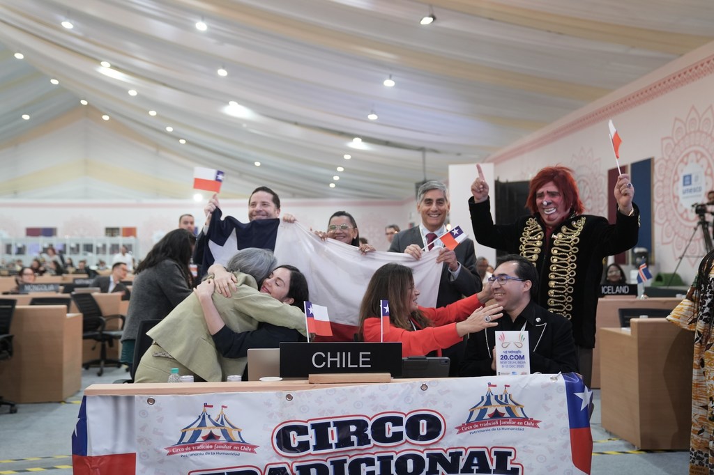 Chile's delegation at the 2025 Intangible Cultural Heritage Committee meeting in New Delhi. Chile's delegation at the 2025 Intangible Cultural Heritage Committee meeting in New Delhi.