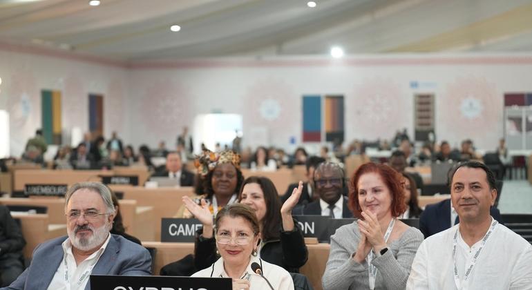 नई दिल्ली में 2025 की अमूर्त साँस्कृतिक धरोहर समिति की बैठक में साइप्रस के प्रतिनिधि.