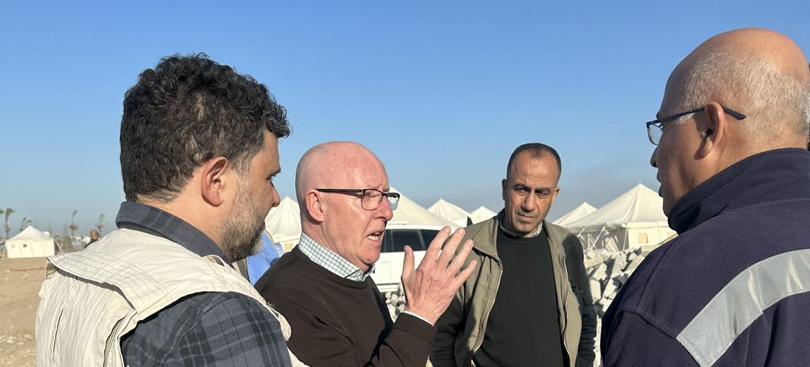 Jamie McGoldrick - Interim Resident and Humanitarian Coordinator in the occupied Palestinian Territory meeting Palestinian Red Crescent Representatives in Rafah, Southern Gaza