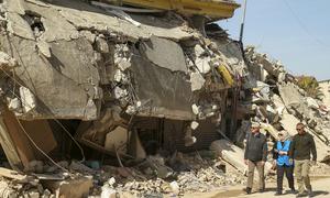 UN High Commissioner for Refugees, Filippo Grandi (left) visits earthquake-affected Hatay, Türkiye.