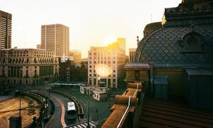 The sun rises over the capital of South Africa, Pretoria.