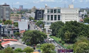 A busy street in Colombo, capital of Sri Lanka.