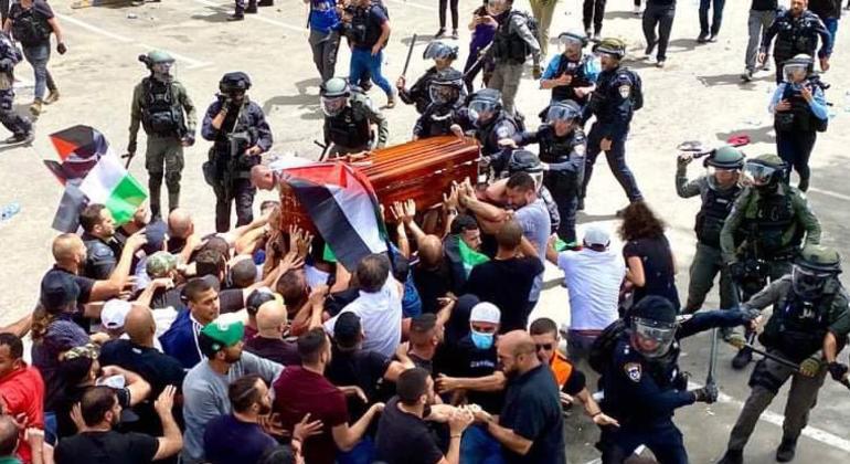 Funeral en Jerusalén de la periodista palestina Shirin Abu Akleh, asesinada por militares israelíes.