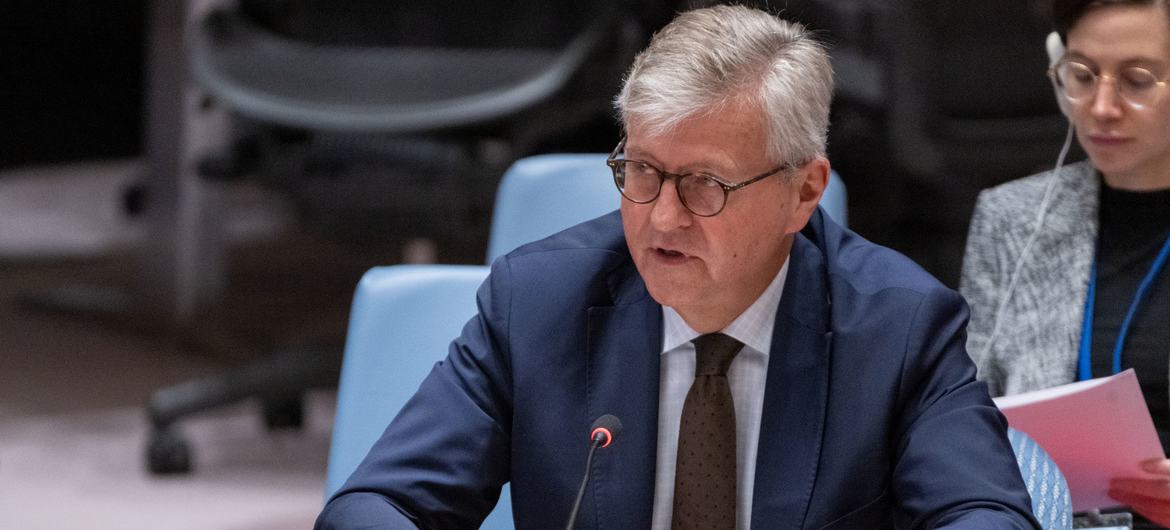 Jean-Pierre Lacroix, Under-Secretary-General for Peace Operations, briefs Security Council members on threats to international peace and security.