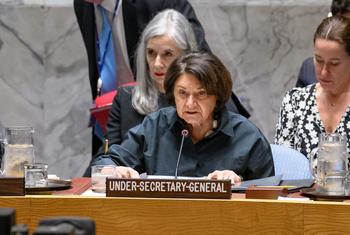Rosemary DiCarlo, Under-Secretary-General for Political and Peacebuilding Affairs, briefs a recent UN Security Council meeting on Iran.
