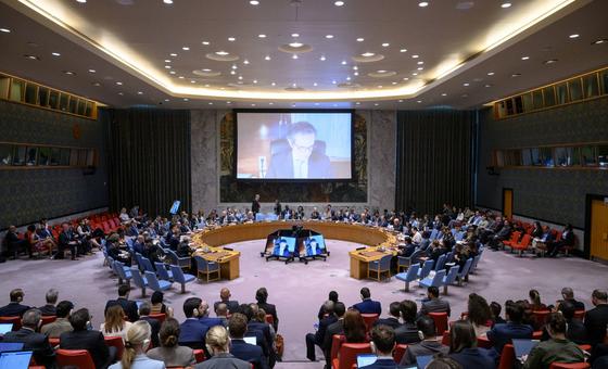 A wide view of the Security Council meeting on the rapidly esclating crisis in the Middle East.