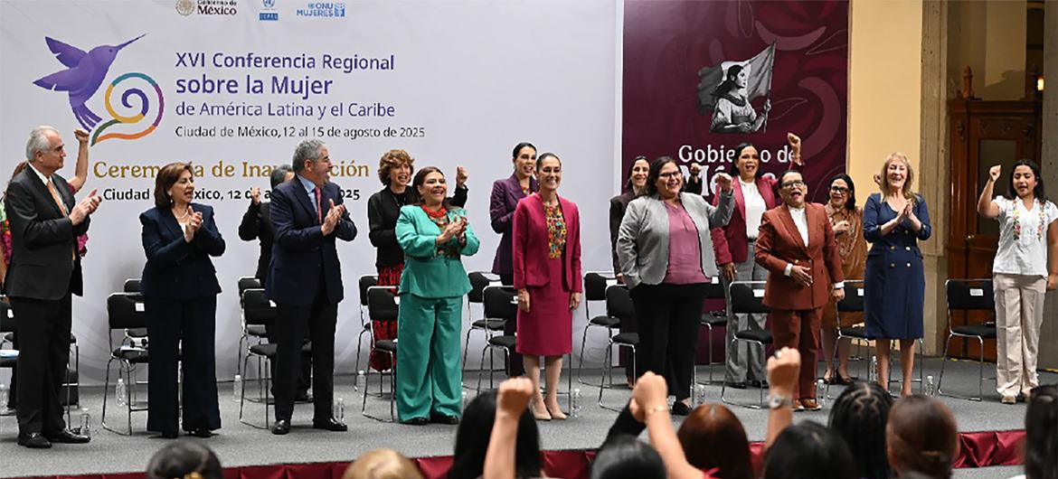 La presidenta de México inaugura la XVI Conferencia Regional sobre la Mujer en América Latina y el Caribe con la «sociedad del cuidado» como pilar del bienestar. Agosto de 2025.