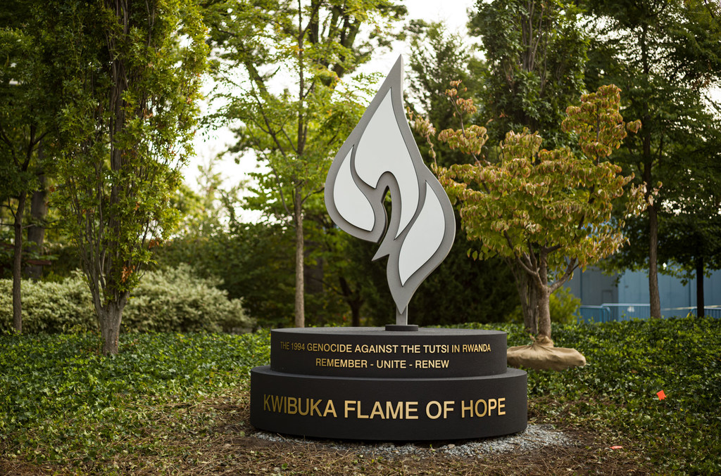 Kwibuka Flame of Hope Tribute to 1994 Genocide Against the Tutsi in Rwanda Installed at UN Headquarters.