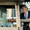 Secretary-General António Guterres rings the Peace Bell during the ceremony held at UN headquarters in observance of the International Day of Peace 2024 (21 September).
