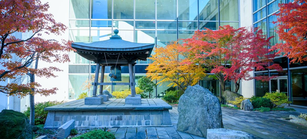 A view of the Peace Bell at the UN Headquarters, in New York.