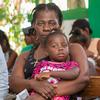 Mothers wait with their children to be vaccinated at a UNFPA-suppoted hospital in southern Haiti.