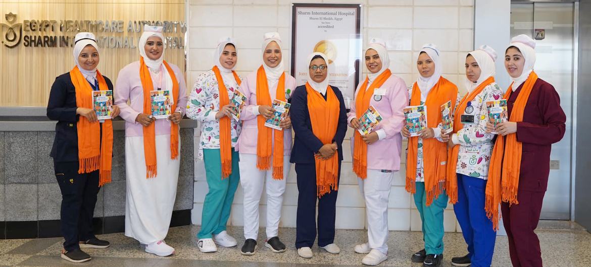 أطباء وطاقم التمريض بمستشفى شرم الشيخ يحتفلون باليوم العالمي لسلامة المرضى.