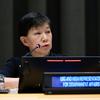 Изуми Накамицу, представитель правительства США и Верховный представитель по вопросам разоружения, выступает с трибуны во время заседания Совета Безопасности ООН в Нью-Йорке.