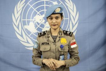 Police First Sergeant Renita Rismayanti, of Indonesia, is the winner of the 2023 UN Woman Police Officer of the Year Award.
