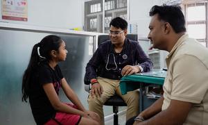 A girl is treated for diabetes at Jashpur district hospital in India.