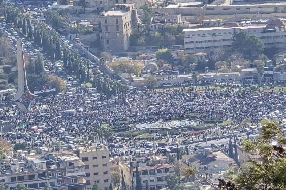 Thousands of people gathered in Damascus on Friday to celebrate the fall of the Assad regime. Thousands of people gathered in Damascus on Friday to celebrate the fall of the Assad regime.