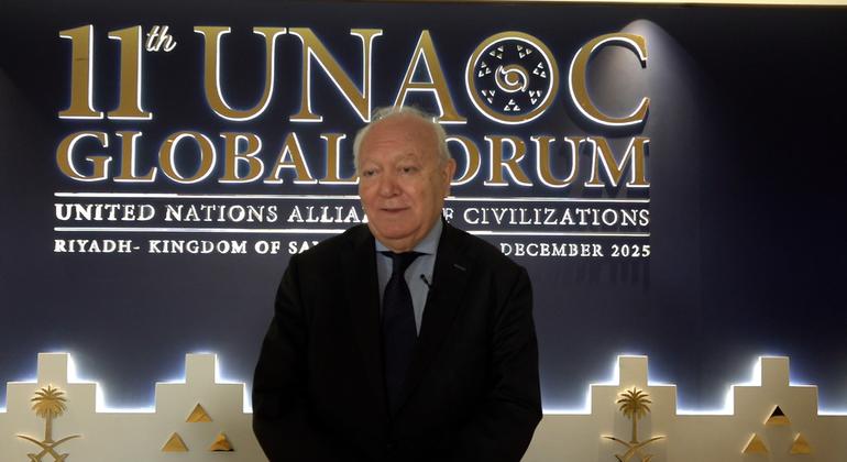 ميغيل موراتينوس الممثل السامي لتحالف الأمم المتحدة للحضارات، خلال حوار مع القسم الإعلامي بالأمم المتحدة، في العاصمة السعودية الرياض