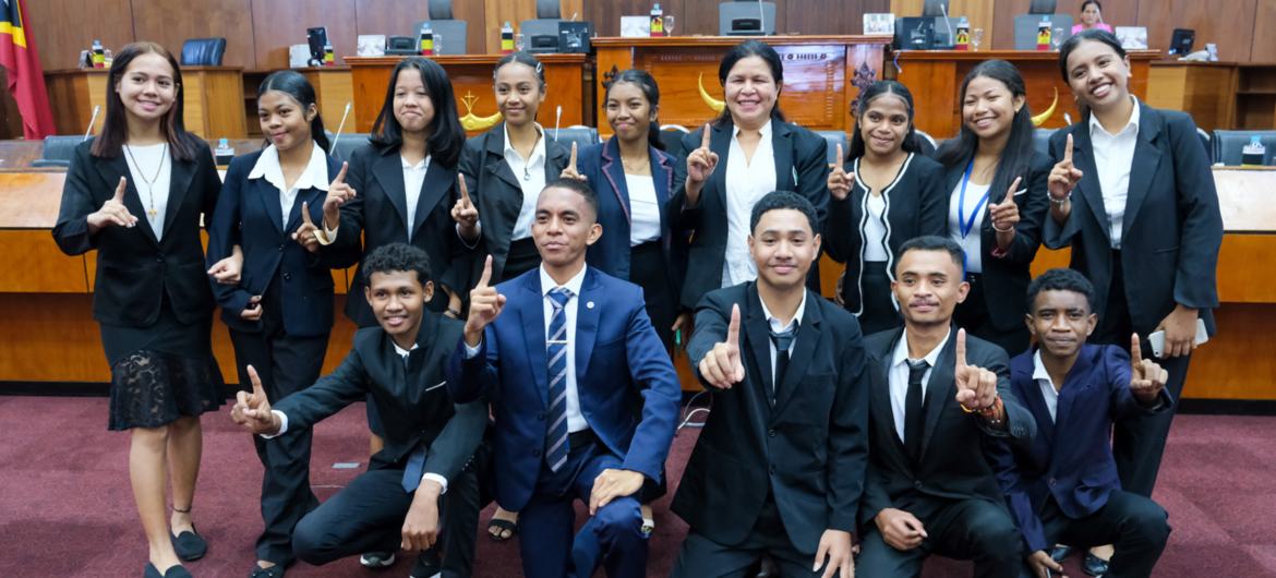 Participantes da 3ª edição do Parlamento Jovem realizada em agosto de 2024 noTimor-Leste