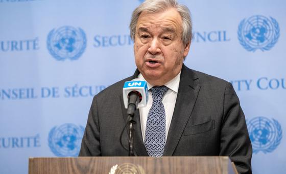 联合国秘书长古特雷斯在纽约总部向媒体介绍情况。（资料图）