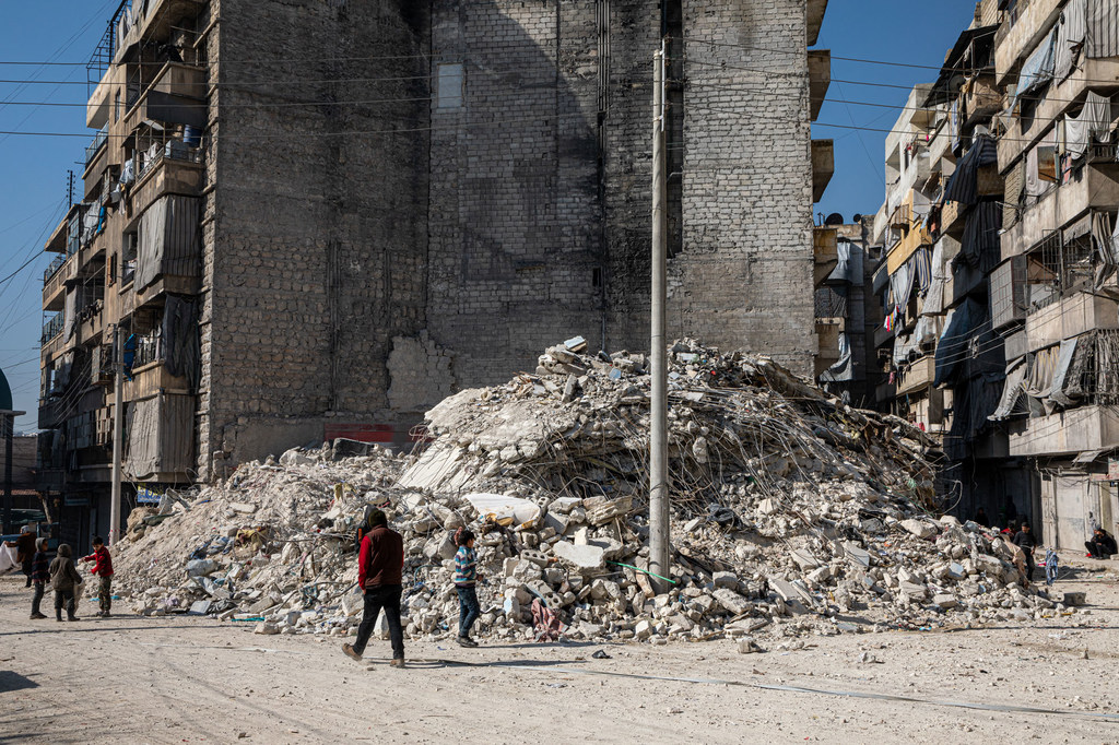 Le quartier Al-Kallasah à Alep, en Syrie, a été durement touché par le tremblement de terre du 6 février.