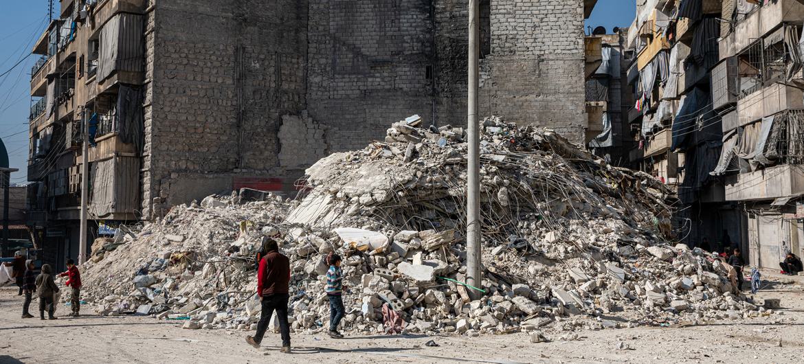 تضرر حي الكلاسة في حلب بشدة جراء زلزال 6 شباط / فبراير.
