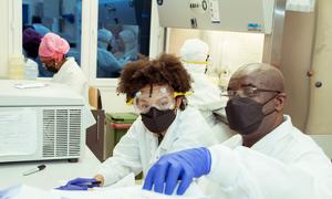 Technicians undertake research ay the Baney Research Laboratory in Malabo, Equatorial Guinea. (file)