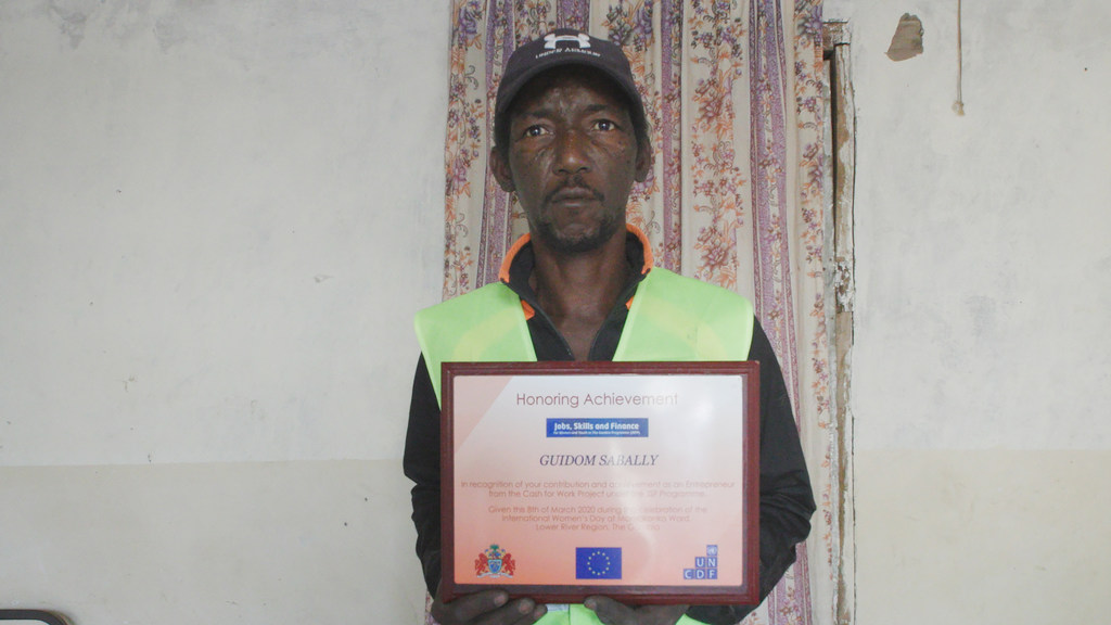 Guidom Sabally received skills training as part of a UN-led programme in The Gambia