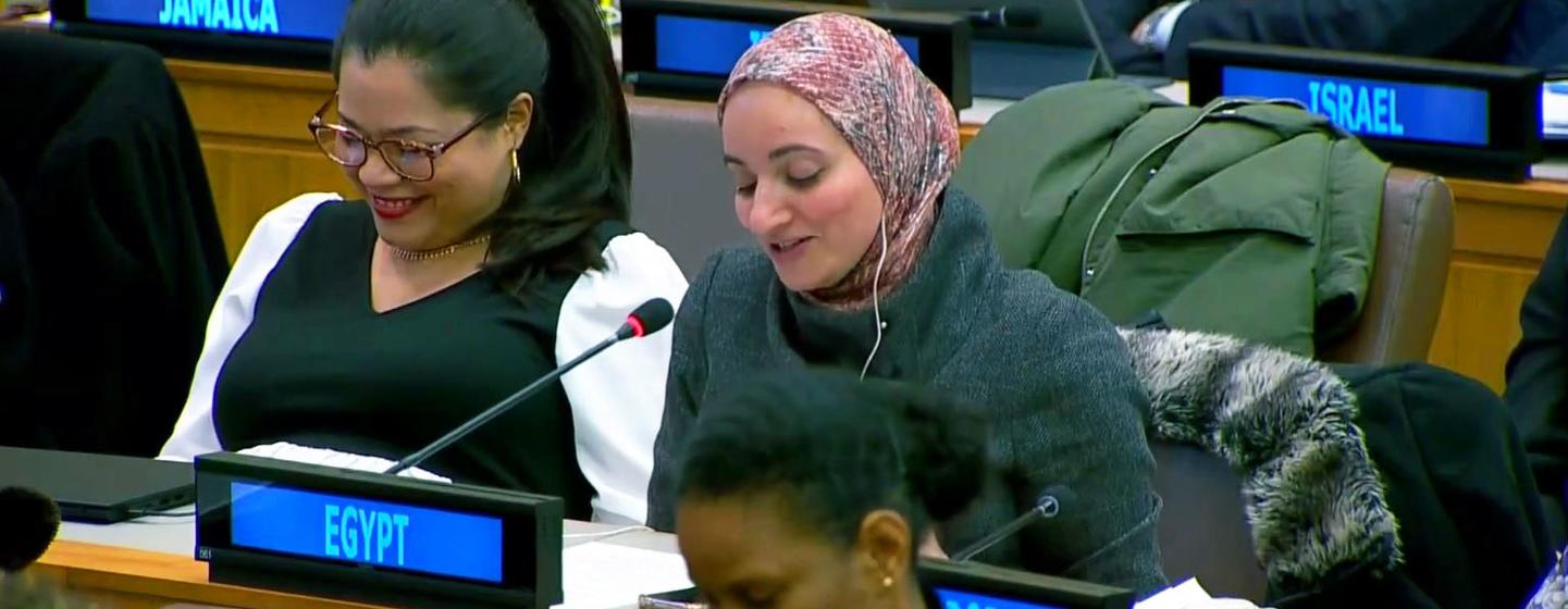 Heba Mostafa Mostafa Rizk of Egypt at the closing of the work of the Third Committee of the 77th General Assembly. (file)