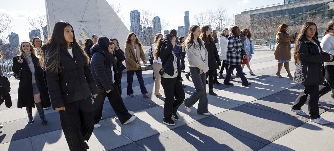 Young people at the UN Headquarters, in New York, attending the Commission on the Status of Women.