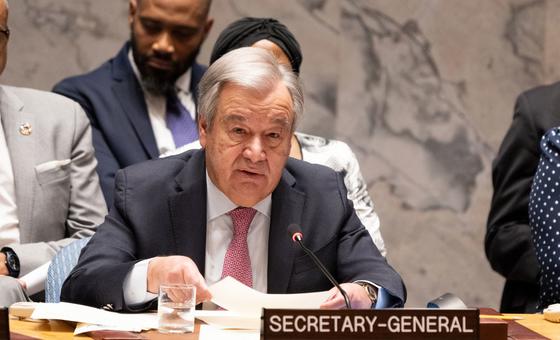 Le Secrétaire général des Nations Unies, António Guterres, s'exprime au Conseil de sécurité de l'ONU à la suite des attaques iraniennes contre Israël.
