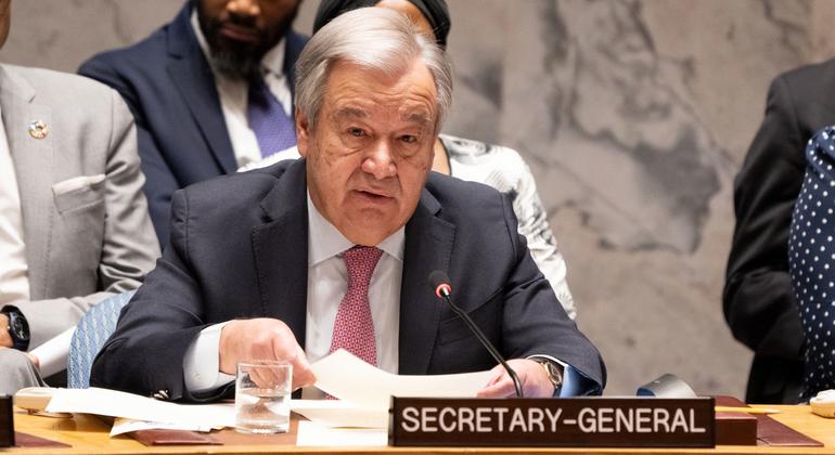 Le Secrétaire général des Nations Unies, António Guterres, s'exprime au Conseil de sécurité de l'ONU à la suite des attaques iraniennes contre Israël.