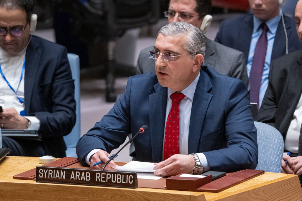 Koussay Aldahhak, Permanent Representative of the Syrian Arab Republic, addresses the Security Council meeting on Iran's attacks on Israel.