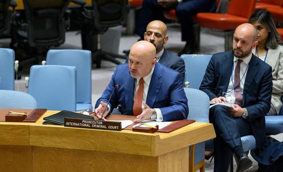 Karim Khan, fiscal de la Corte Penal Internacional (CPI), informa a los miembros del Consejo de Seguridad de la ONU.